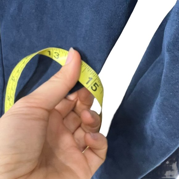 Vintage 90s Dark Blue Faux Suede Short Dress Long Blazer Set Small - Picture 12 of 16